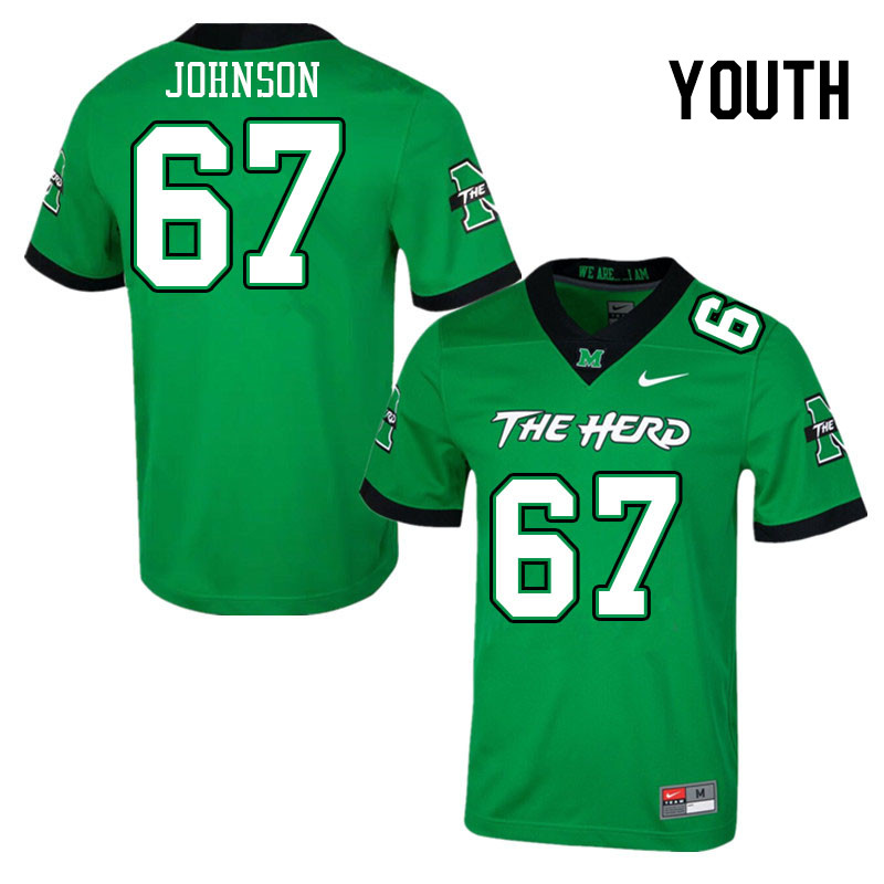 Youth #67 Caden Johnson Marshall Thundering Herd College Football Jerseys Stitched-Green